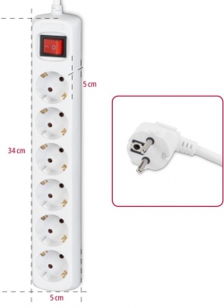 Сетевой удлинитель Hama Multiple 6XSchuko 3G*1.5мм ws 3м White 00030533