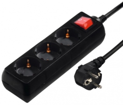 Мережевий подовжувач Hama 3XSchuko 3G*1.5мм ws 3м Black 00108816