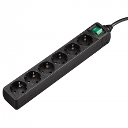 Мережевий подовжувач HAMA 6XSchuko 3G*1.5мм 3м Black 00121916