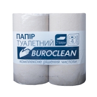Папір туалетний макулат. Buroclean по 4 рул., на гільзі, 2-х шар., сірий Buroclean 10100052