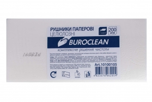 Рушники паперові целюлозні V-подібні.,200шт., Buroclean 2-х шарові, білий 10100105