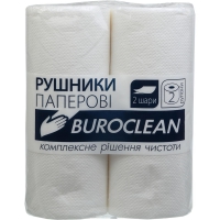 Рушники целюлозні "Buroclean", по 2 рул., на гільзі, 2-х шар., білі Buroclean 10100400