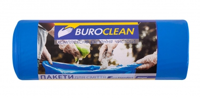 Пакети для сміття 240л/10 шт, міцні, сині 900х1300мм, 35мкм BuroClean EuroStandart Buroclean 10200062