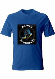 Футболка з патріотичним принтом "No war in Ukraine" чоловіча синя 14_MTblue