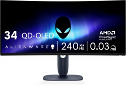 Монітор DELL 34" AW3425DW 2xHDMI, DP, USB, QD-OLED, 3440x1440, 21:9, 240Hz, 0.03ms, DCI-P3 99.3%, CURVED, G-SYNC, FreeSync, AdaptiveSync, HAS, HDR TrueBlack 400 210-BRTW