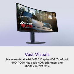 Монітор DELL 34" AW3425DW 2xHDMI, DP, USB, QD-OLED, 3440x1440, 21:9, 240Hz, 0.03ms, DCI-P3 99.3%, CURVED, G-SYNC, FreeSync, AdaptiveSync, HAS, HDR TrueBlack 400 210-BRTW