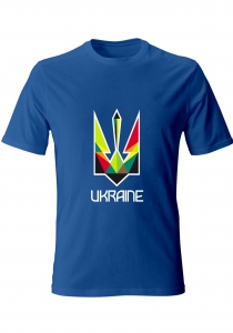 Футболка с патриотическим принтом "Герб Ukraine 2" мужская синяя 22_MTblue