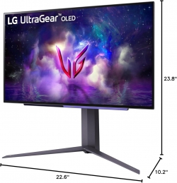 Монитор LG 27" 27GS95QE-B 2xHDMI, DP, USB, Audio, OLED, 2560x1440, 240Hz, 0.03ms, DCI-P3 98.5%, G-SYNC, FreeSync, AdaptiveSync, Pivot, DisplayHDR TRUE BLACK 400