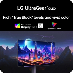 Монитор LG 27" 27GS95QE-B 2xHDMI, DP, USB, Audio, OLED, 2560x1440, 240Hz, 0.03ms, DCI-P3 98.5%, G-SYNC, FreeSync, AdaptiveSync, Pivot, DisplayHDR TRUE BLACK 400