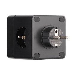 Адаптер мережевий 2E 3xТипF, 16A, 2xUSB-A, 1x USB-C фільтр, чорний 2E-AD431BK