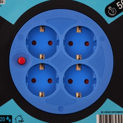 Подовжувач мережевий 2E REEL 50м, 4xТипF, 16A, чорно-синій 2E-CR4315IP20M50