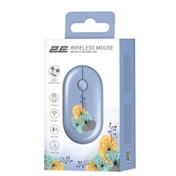 Мышь 2E MF300 FLORA:MALLOW Silent WL BT, синий 2E-MF300WFLORABL