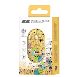 Мышь 2E MF300 PETS:CATS&amp;DOGS Silent WL BT, жёлтый 2E-MF300WPETSYW