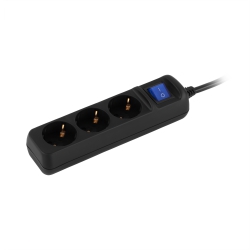 Удлинитель сетевой 2E 3хТип F, 3х1.5мм кв, 16A, 1.5м, чёрный 2E-U03ESM1.5BK
