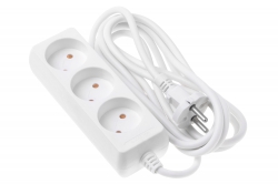 Сетевой удлинитель 2Е 3XCEE 7/17, 2G*1.0мм, 3м, white 2E-U03M3
