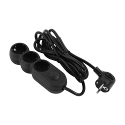 Удлинитель сетевой 2E Plus 3хТип F, 3х1мм кв, 10A, 3м, чорний 2E-U03VES3MBK