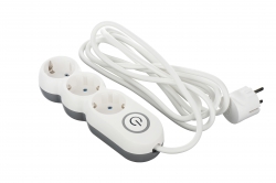 Сетевой фильтр 2Е Plus 3XSchuko с выключателем, 3G*1.0мм, 3м, white 2E-U03VES3M