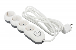 Сетевой фильтр 2Е Plus 4XSchuko с выключателем 3G1.0*3M, white 2E-U04VESM3W