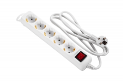 Удлинитель сетевой 2E 5хТип F, 3х1.5мм кв, 16A, 1.5м, белый 2E-U05ESM1.5
