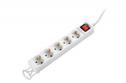 Удлинитель сетевой 2E 5хТип F, 3х1.5мм кв, 16A, 1.5м, белый 2E-U05ESM1.5