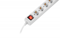 Удлинитель сетевой 2E 5хТип F, 3х1.5мм кв, 16A, 1.5м, белый 2E-U05ESM1.5