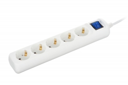 Сетевой фильтр 2Е 5XSchuko с выключателем, 3G*1.0мм, 3м, white 2E-U05ESM3W