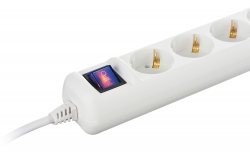 Сетевой фильтр 2Е 5XSchuko с выключателем, 3G*1.0мм, 3м, white 2E-U05ESM3W
