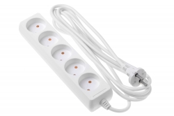 Сетевой удлинитель 2Е 5XCEE7/17, 2G*1.0мм, 3м, white 2E-U05M3