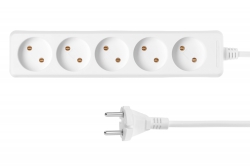 Сетевой удлинитель 2Е 5XCEE7/17, 2G*1.0мм, 3м, white 2E-U05M3