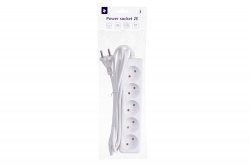 Сетевой удлинитель 2Е 5XCEE7/17, 2G*1.0мм, 3м, white 2E-U05M3