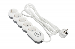 Мережевий фільтр 2Е Plus 5XSchuko з вимикачем, 3G*1.0мм, 3м, white 2E-U05VESM3W