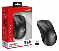 Мышь Genius Ergo 8100S, WL, Silent, черный 31030040400