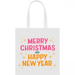 Еко-сумка з новорічним принтом "Merry Christmas.Happy New Year" біла 41_Bwhite