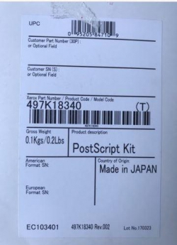 Ключ активації Postscript3 Xerox VL C7020/7025/7030 497K18340