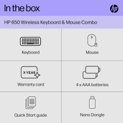 Комплект клавіатура та миша HP 650, WL, EN/UK, чорний 4R013AA