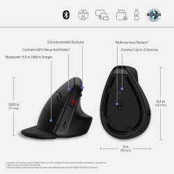 Мышь HP 920 Ergonomic Vertical, WL/BT, чёрный 6H1A4AA