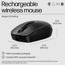 Мышь HP 690 Rechargeable, BT, чёрный 7M1D4AA