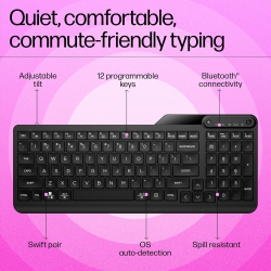 Клавиатура мембранная HP 460 Multi-Device 102key, BT, EN/UK, чёрный 7N7B8AA
