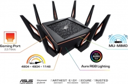 Маршрутизатор ASUS GT-AX11000 AX11000, 4xGE LAN, 1xGE WAN, 2xUSB3.1, MESH, EU-UK 90IG04H0-MU9G00