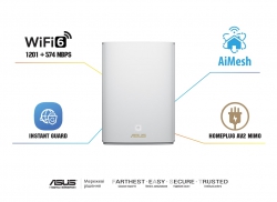 Маршрутизатор ASUS ZenWiFi AX Hybrid XP4 2PK AX1800 AV1300 2xGE LAN 1xGE WAN 1xUSB 3.2 PLC MU-MIMO OFDMA MESH 90IG05T0-BM9110