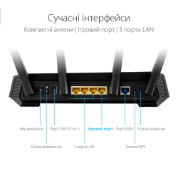 Маршрутизатор ASUS GS-AX5400 AX5400, 4xGE LAN, 1xGE WAN, 1xUSB3.2, MESH, EU-UK 90IG06L0-MU9R10