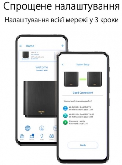 Маршрутизатор ASUS ZenWiFi XT9 2PK AX7800 3xGE LAN 1x2.5GE WAN 1xUSB 3.2 MU-MIMO OFDMA MESH black 90IG0740-MO3B30