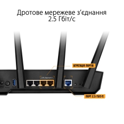 Маршрутизатор ASUS TUF-AX3000 V2 4xGE LAN 2,5xGE WAN 1xUSB3.2 MU-MIMO OFDMA MESH gaming 90IG0790-MO3B00