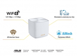 Маршрутизатор ASUS ZenWiFi XD4 1PK PLUS white AX1800 1xGE LAN 1x1GE WAN WPA3 OFDMA MESH 90IG07M0-MO3C00