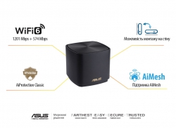 ASUS Router ZenWiFi XD4 3PK PLUS black AX1800 1xGE LAN 1x1GE WAN WPA3 OFDMA MESH 90IG07M0-MO3C50
