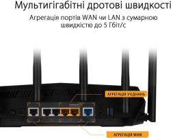 Маршрутизатор ASUS TUF-AX6000 4xGE LAN 1x2.5GE LAN 1x2.5GE WAN 1xUSB3.2 MU-MIMO OFDMA MESH gaming AURA RGB 90IG07X0-MO3C00