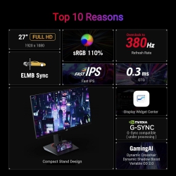 Монитор Asus 27" ROG Strix XG279CNS HDMI, DP, USB-C, IPS, 380Hz, 0.3ms, sRGB 110%, AdaptiveSync, Pivot, HDR400 90LM0AW0-B01371