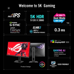 Монитор Asus 27" ROG Strix 5K XG27JCG 2xHDMI, DP, USB-C, 3xUSB, IPS, 5120x2880, 180Hz, 0.03ms, DCI-P3 97%, FreeSync, Pivot, HDR600 90LM0CE0-B01371