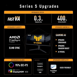 Монітор Asus 34" TUF Gaming VG34WQL5A 2xHDMI, 2xDP, 4xUSB, MM, VA, 3440x1440, 21:9, 200/400Hz, 1ms, sRGB 120%, CURVED, FreeSync, HAS, HDR400 90LM0CI1-B01171