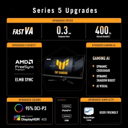 Монітор Asus 34" TUF Gaming VG34WQ5A 2xHDMI, 2xDP, 2xUSB, MM, VA, 3440x1440, 21:9, 200/400Hz, 0.5ms, DCI-P3 95%, CURVED, FreeSync, HDR400 90LM0CP1-B01171